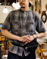 【nonnative】 OFFICER STAND COLLAR S/S SHIRT COTTON TWILL OMBRE CHECK by Rafu