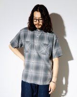 【nonnative】 OFFICER STAND COLLAR S/S SHIRT COTTON TWILL OMBRE CHECK by Rafu