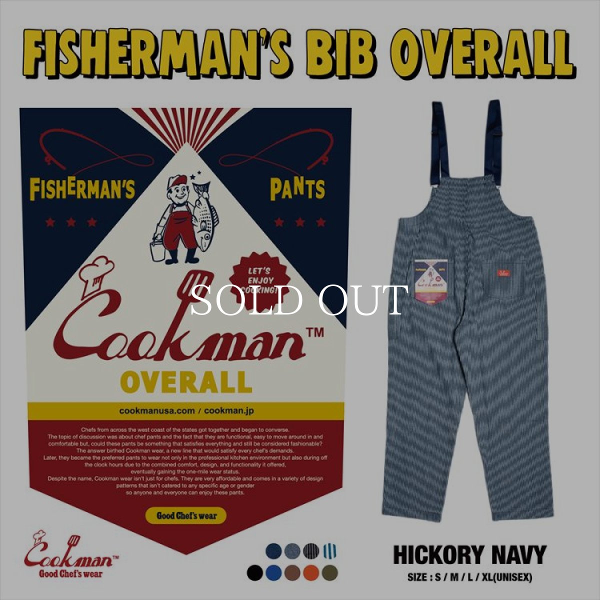 画像1: COOKMAN  Fisherman's Bib Overall Hickory (Navy) (1)
