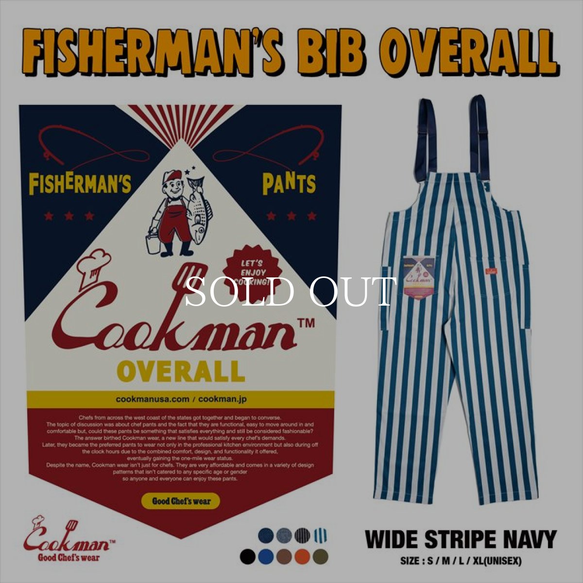 画像1: COOKMAN  Fisherman's Bib Overall Wide Stripe (Navy) (1)