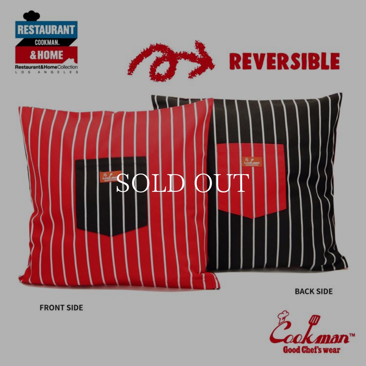 画像1: COOKMAN  Cushion Pocket Cover Reversible Stripe Black & Red (MULTI) (1)
