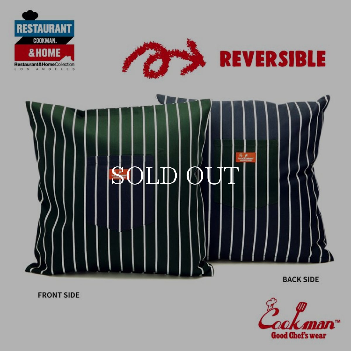 画像1: COOKMAN  Cushion Pocket Cover Reversible Stripe D/Green & Navy (MULTI) (1)