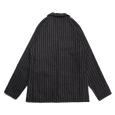 画像2: COOKMAN  Lab.Jacket Wool Mix Stripe Gray (GRAY) (2)