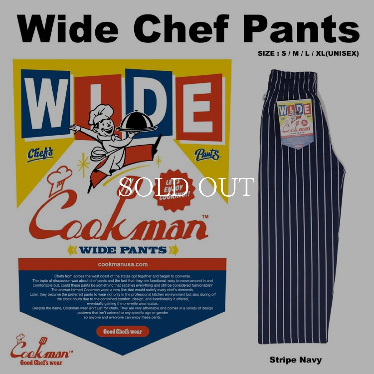 画像1: COOKMAN  Wide Chef Pants Stripe (Navy) (1)