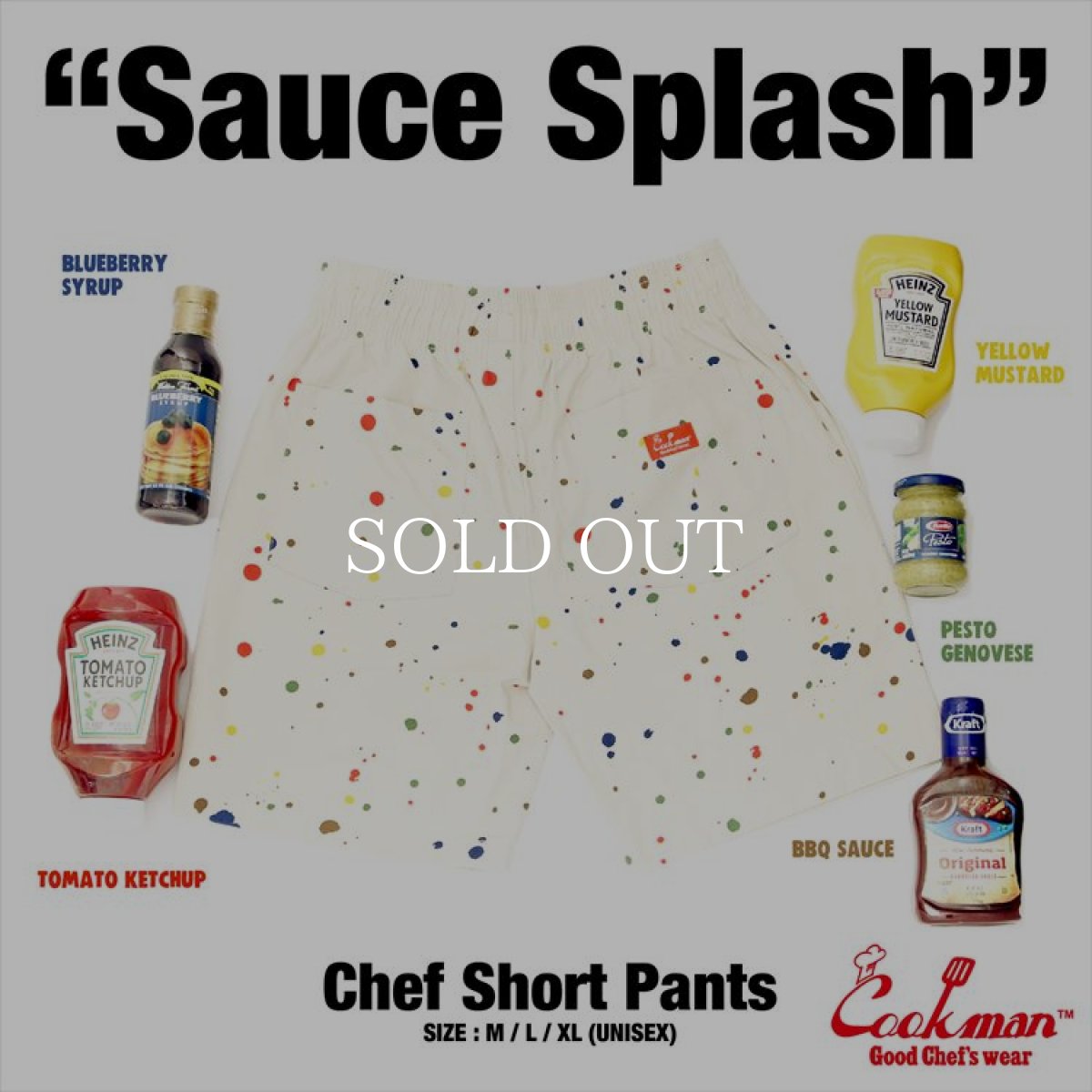 画像13: COOKMAN  Chef Pants Short Sauce Splash (Beige) (13)