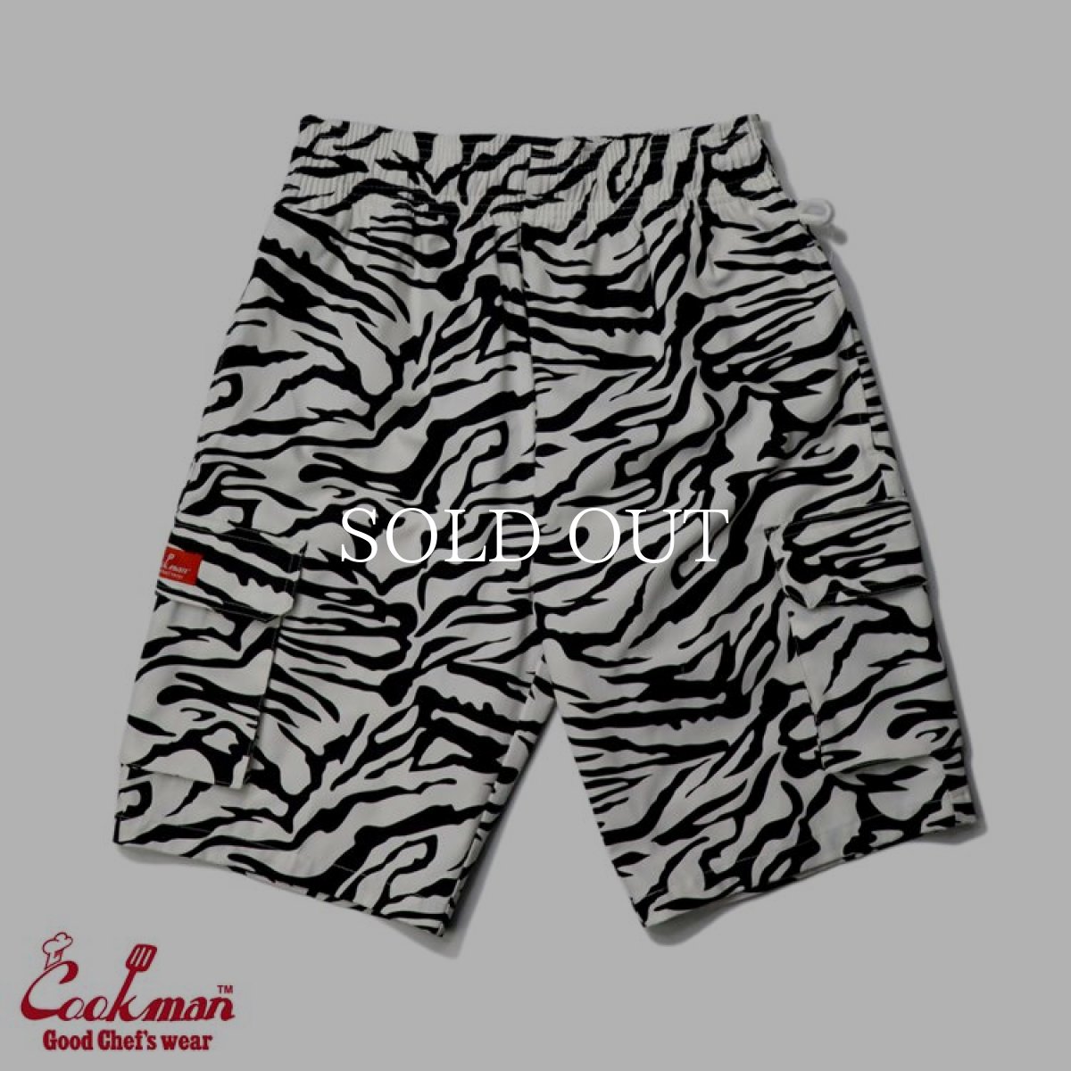 画像1: COOKMAN  Chef Pants Short Cargo Zebra (White) (1)