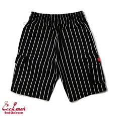 画像2: COOKMAN  Chef Pants Short Cargo Stripe Black (Black) (2)