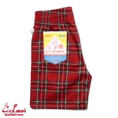 画像1: COOKMAN  Chef Pants Short Tartan Red (Red) (1)