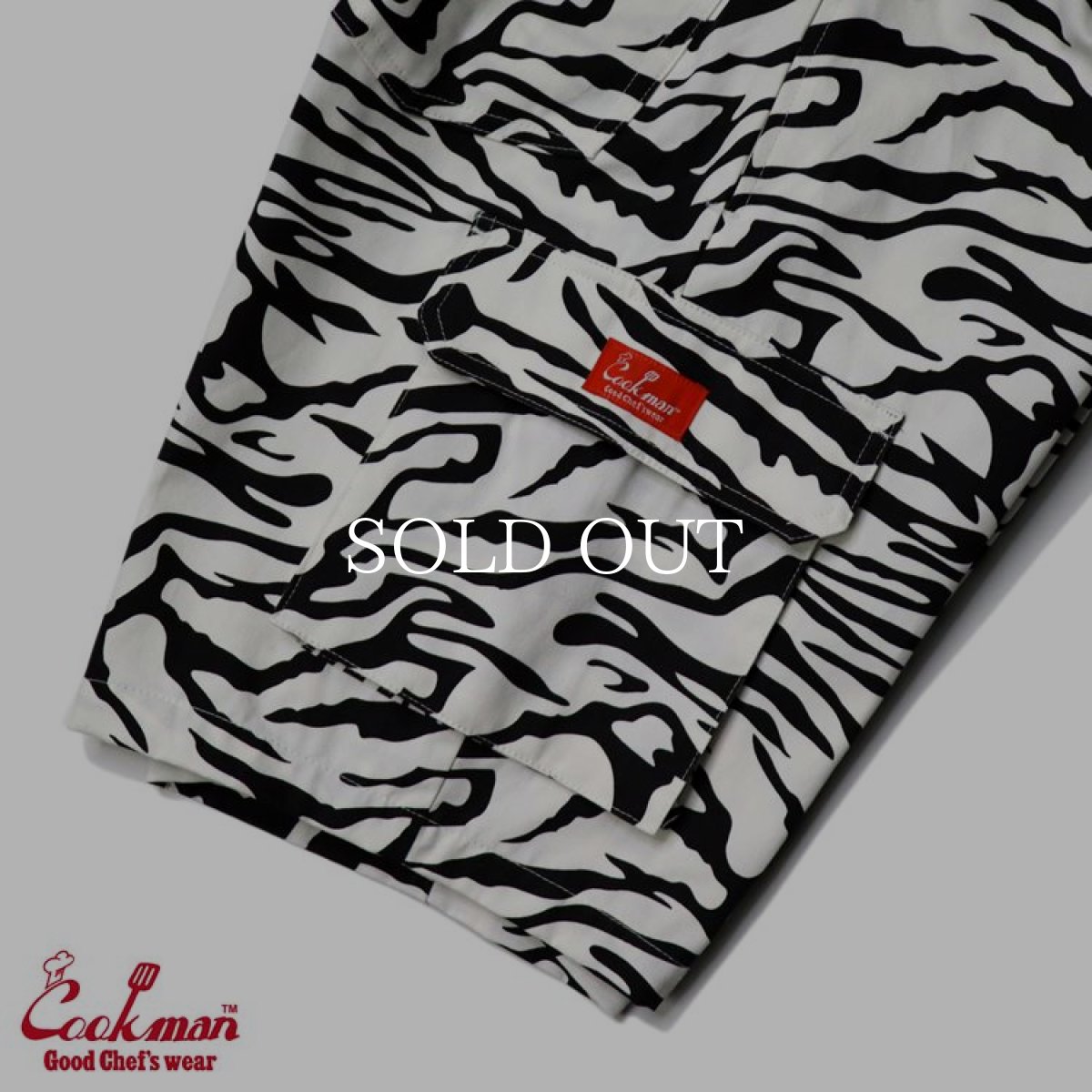 画像3: COOKMAN  Chef Pants Short Cargo Zebra (White) (3)
