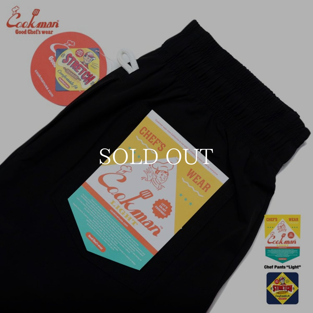 画像7: COOKMAN  Chef Pants "Light" Black (Black) (7)