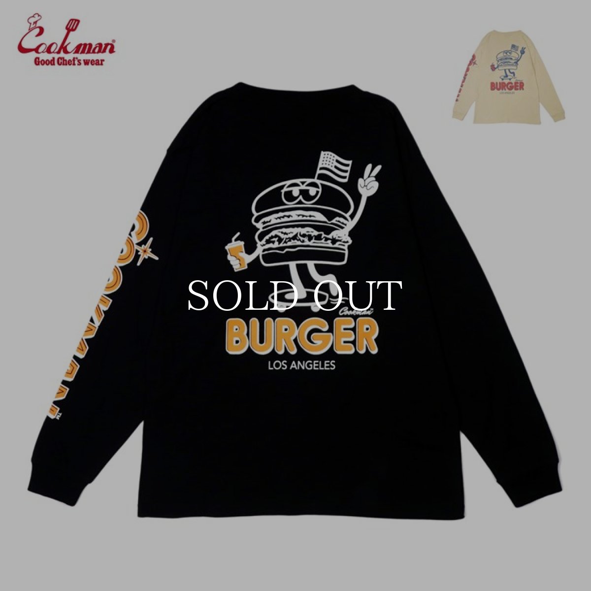 画像1: COOKMAN  ロングスリーブ Tシャツ Skating Burger (Black) (1)
