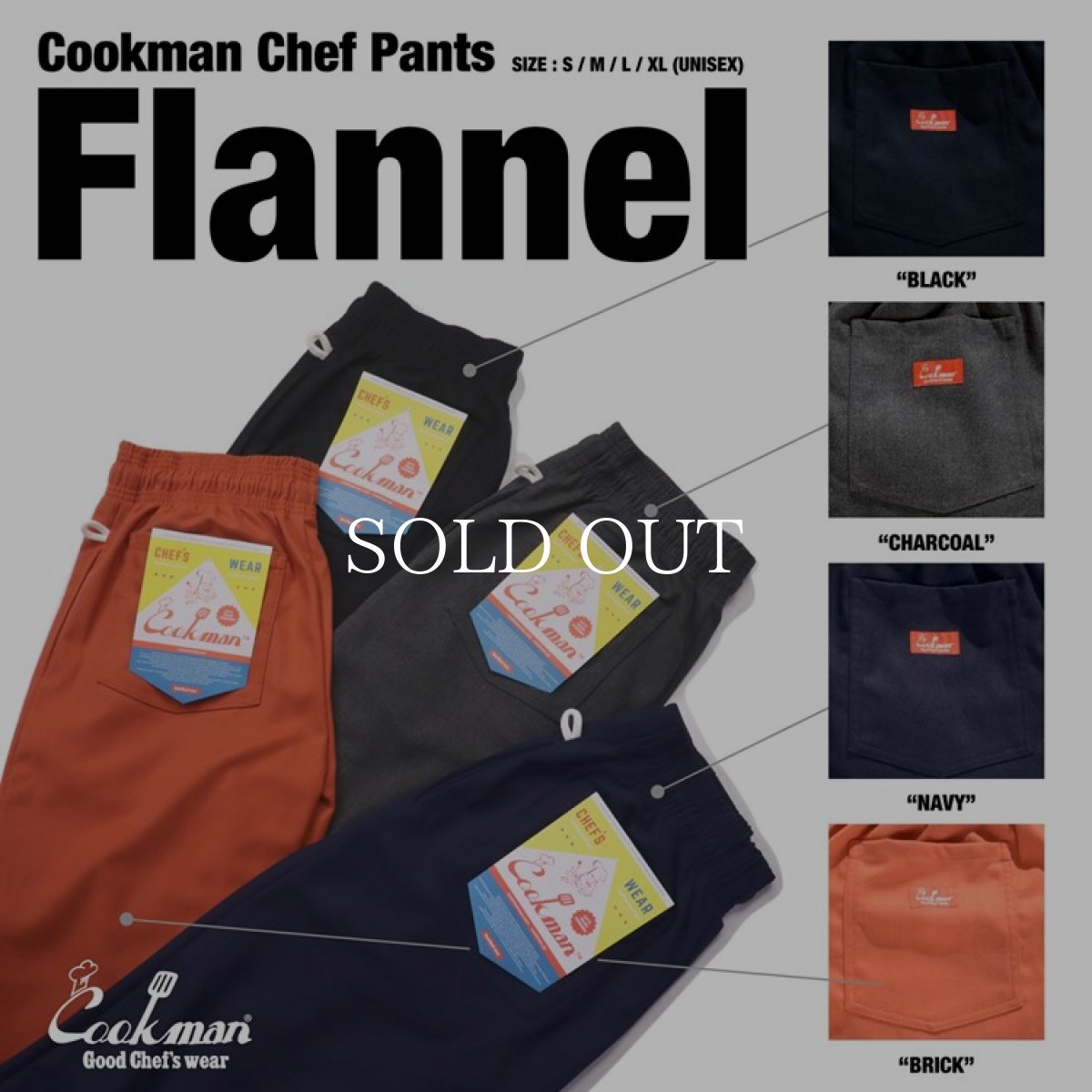 画像14: COOKMAN  Chef Pants Flannel Charcoal (Charcoal) (14)