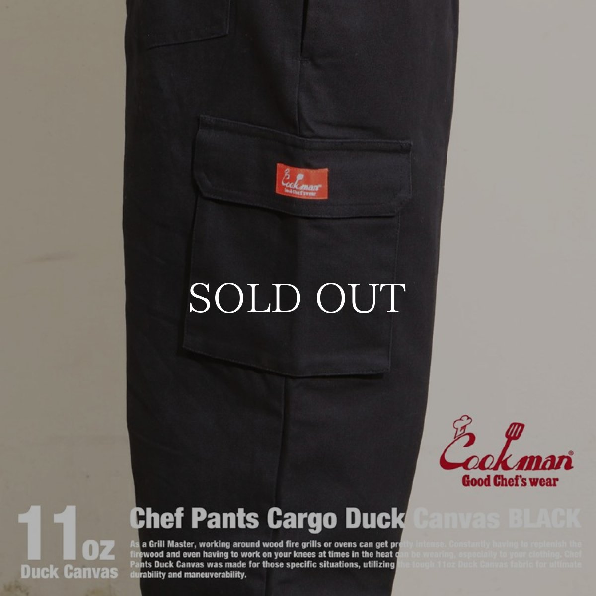 画像6: COOKMAN  Chef Pants Cargo Duck Canvas (Black) (6)