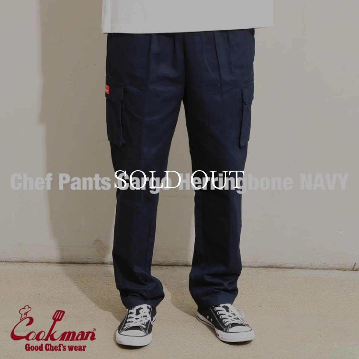 画像2: COOKMAN  Chef Pants Cargo Herringbone (Navy) (2)