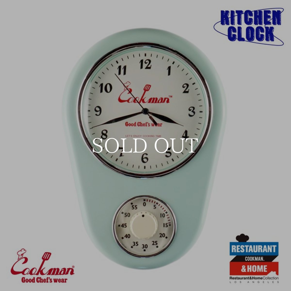 画像1: COOKMAN  Kitchen Clock Mint (Pale Blue) (1)