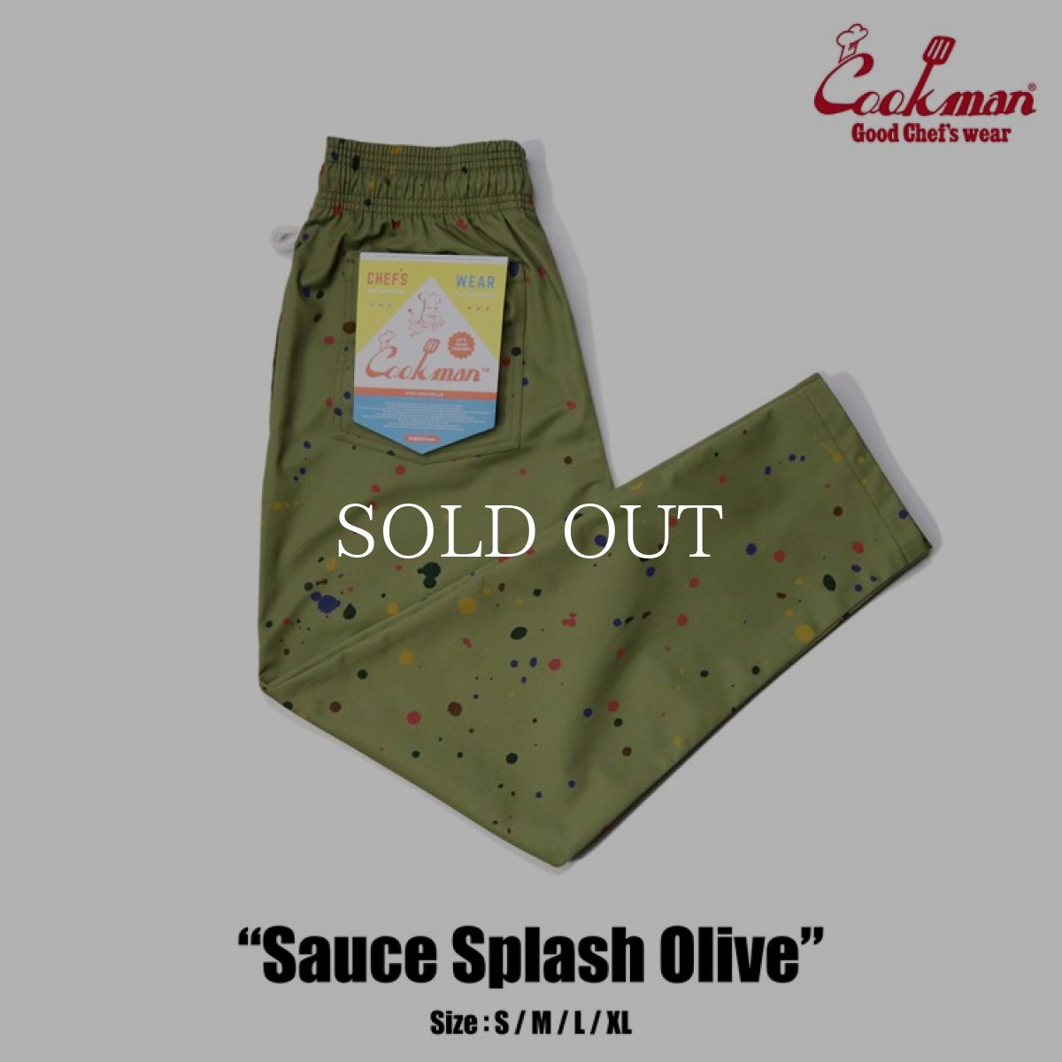 画像1: COOKMAN  シェフパンツ Chef Pants Sauce Splash Olive (Olive Green) (1)