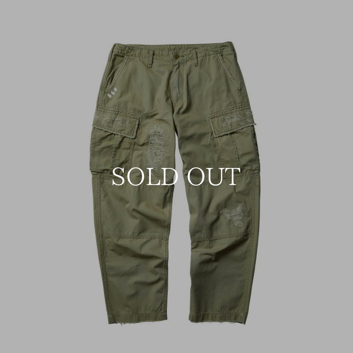 画像1: Liberaiders  REPAIRED RIP STOP PANTS (OLIVE) (1)