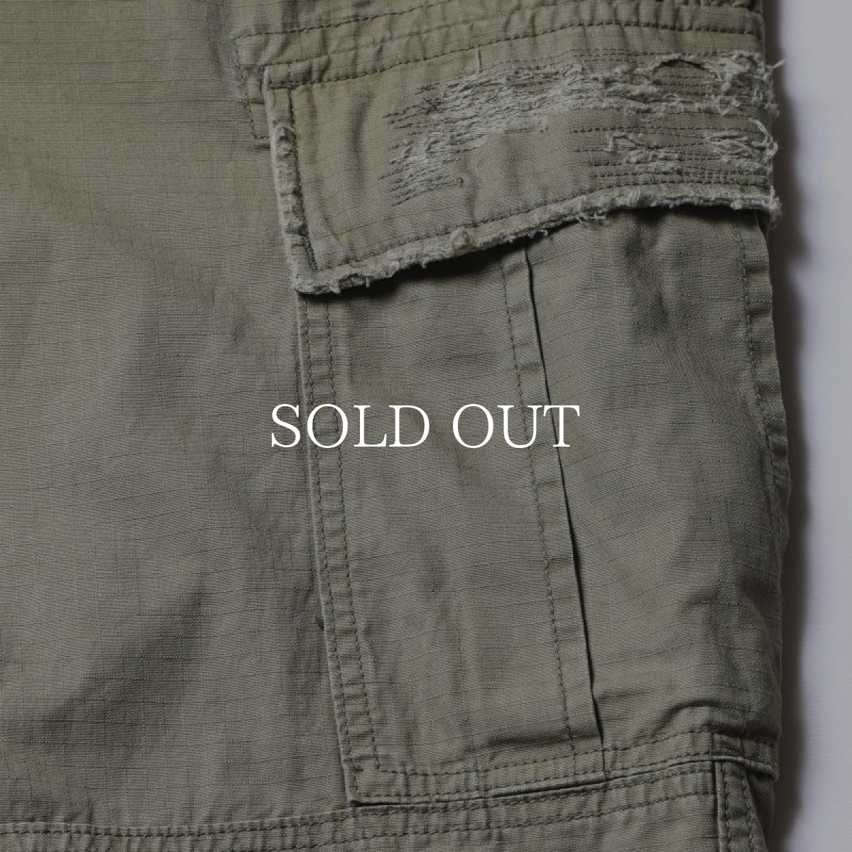 画像6: Liberaiders  REPAIRED RIP STOP PANTS (OLIVE) (6)
