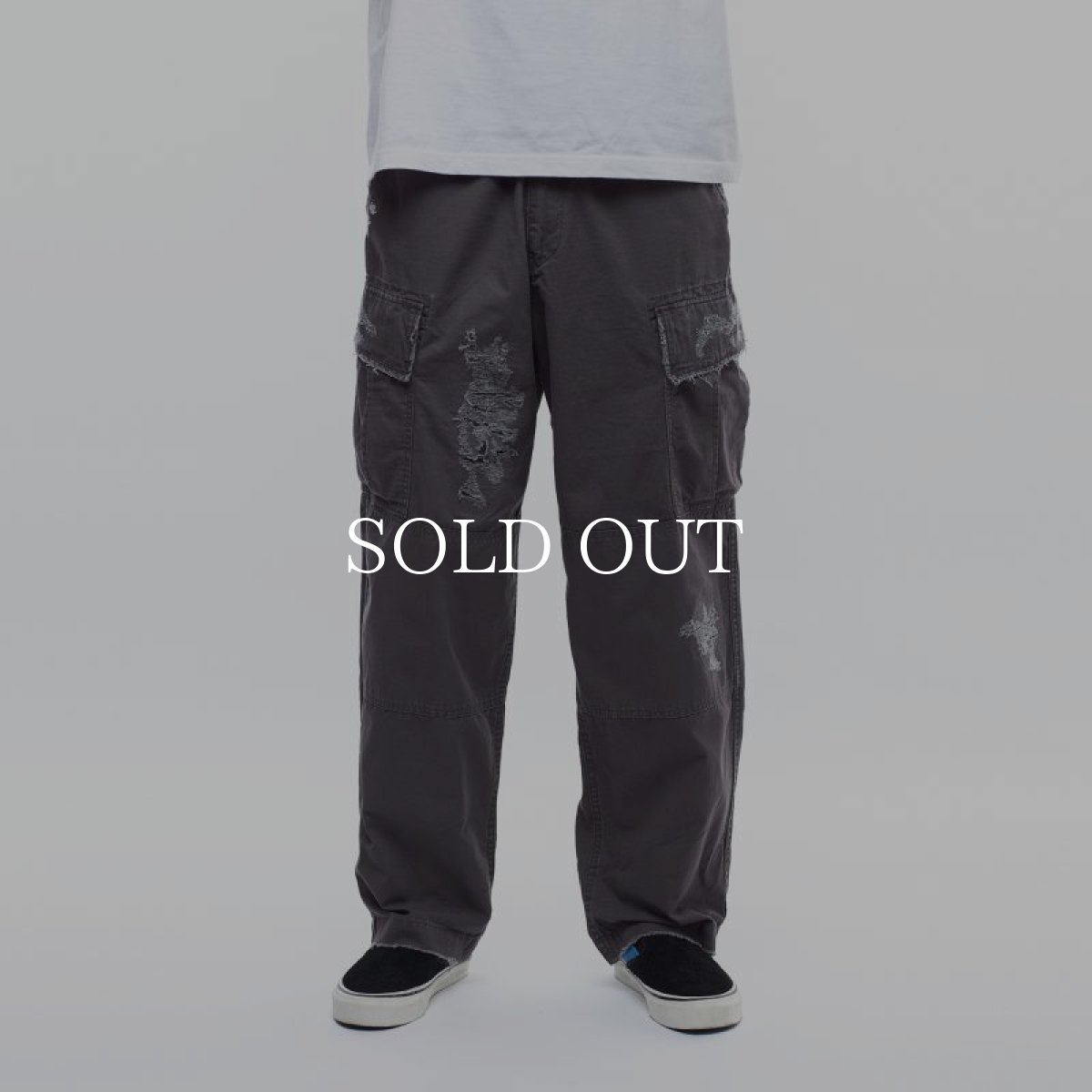 画像7: Liberaiders  REPAIRED RIP STOP PANTS (BLACK) (7)