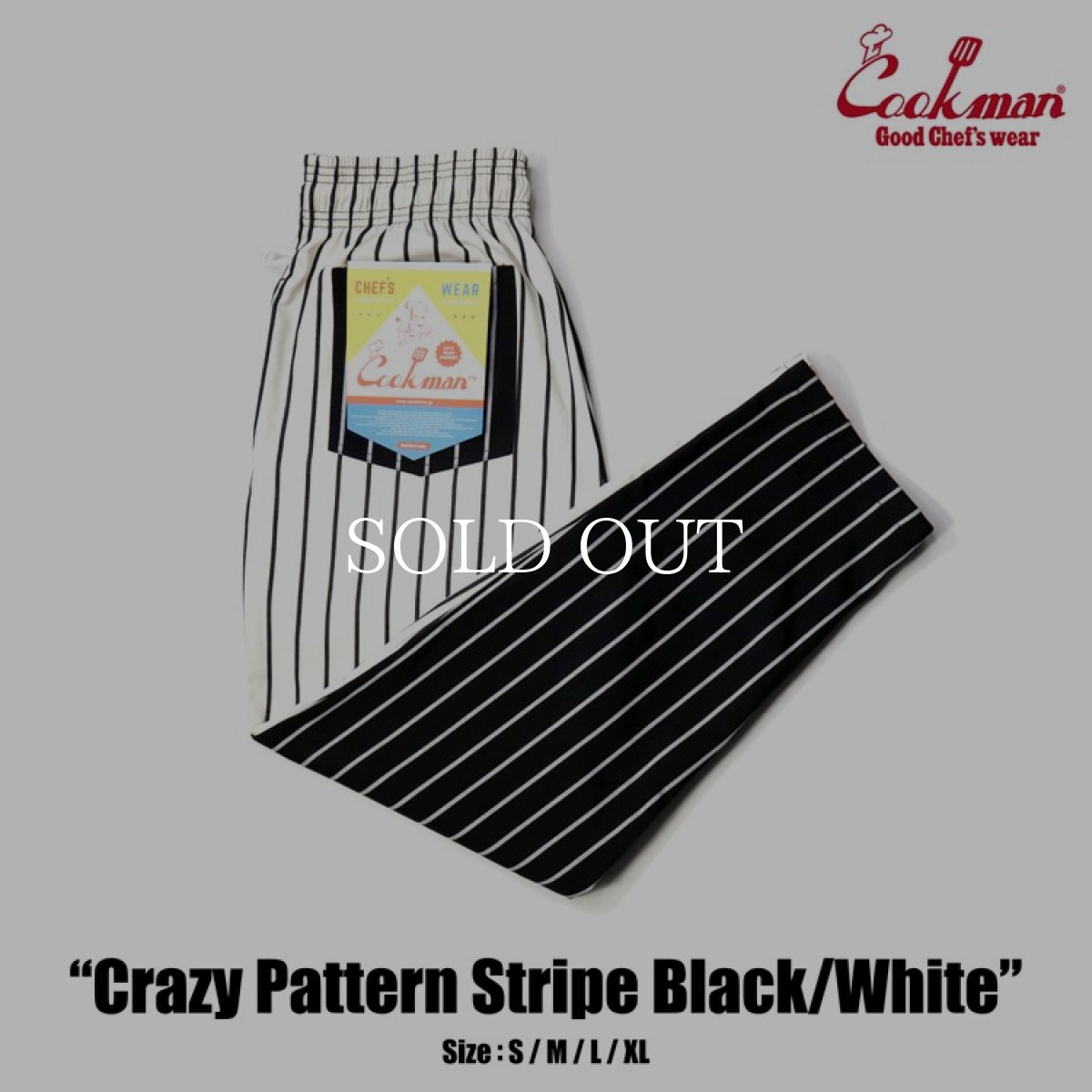 画像1: COOKMAN  シェフパンツ Chef Pants Crazy Pattern Stripe Black/White (Multi) (1)