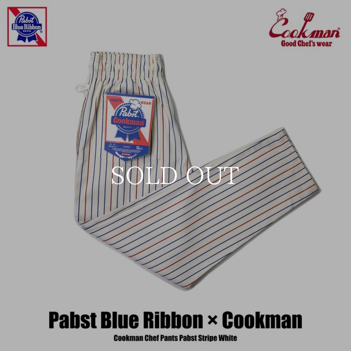 画像1: COOKMAN  シェフパンツ Chef Pants Pabst Stripe White (White) (1)