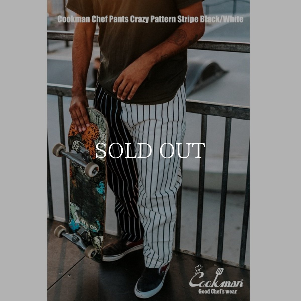 画像12: COOKMAN  シェフパンツ Chef Pants Crazy Pattern Stripe Black/White (Multi) (12)
