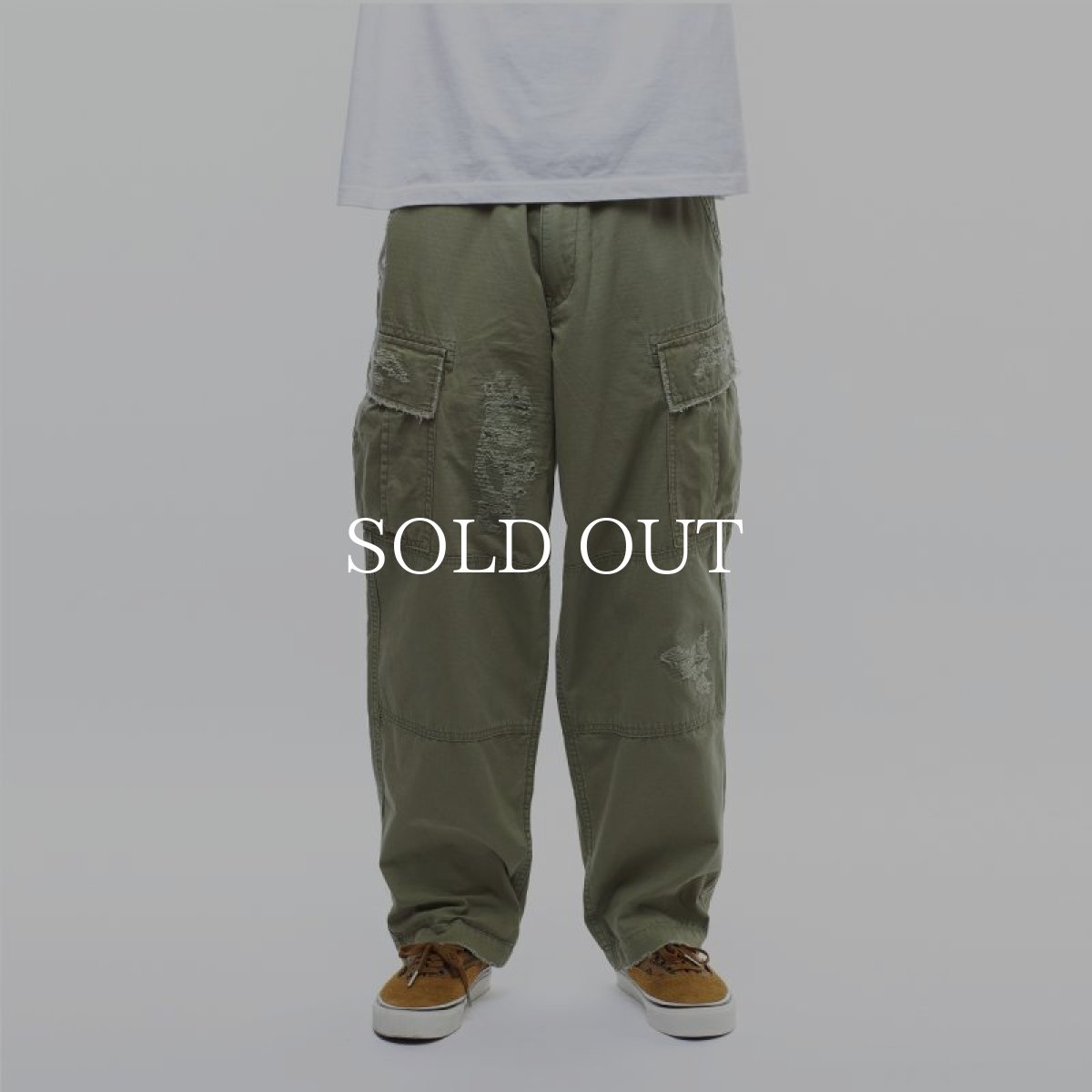 画像8: Liberaiders  REPAIRED RIP STOP PANTS (OLIVE) (8)