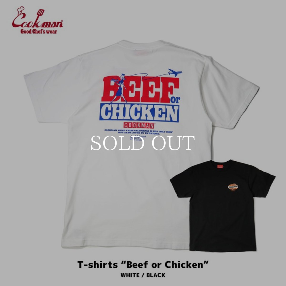 画像1: COOKMAN  Tシャツ Beef or Chicken (White) (1)