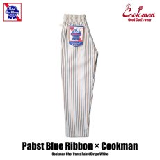 画像2: COOKMAN  シェフパンツ Chef Pants Pabst Stripe White (White) (2)