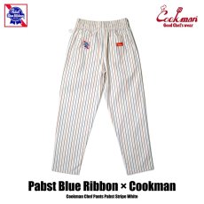 画像3: COOKMAN  シェフパンツ Chef Pants Pabst Stripe White (White) (3)