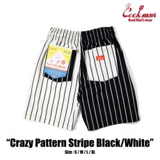 画像3: COOKMAN  シェフパンツ Chef Pants Short Crazy Pattern Stripe Black/White (Multi) (3)