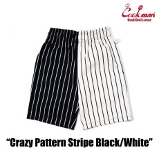 画像2: COOKMAN  シェフパンツ Chef Pants Short Crazy Pattern Stripe Black/White (Multi) (2)