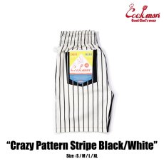 画像1: COOKMAN  シェフパンツ Chef Pants Short Crazy Pattern Stripe Black/White (Multi) (1)
