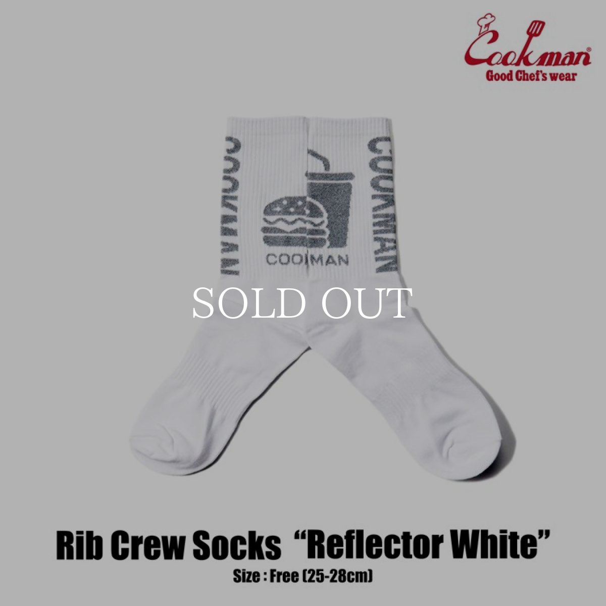画像1: COOKMAN  ソックス Rib Crew Socks Reflector White (White) (1)