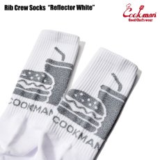 画像4: COOKMAN  ソックス Rib Crew Socks Reflector White (White) (4)