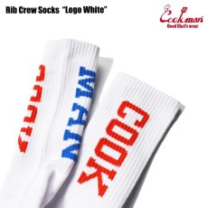画像4: COOKMAN  ソックス Rib Crew Socks Logo White (White) (4)