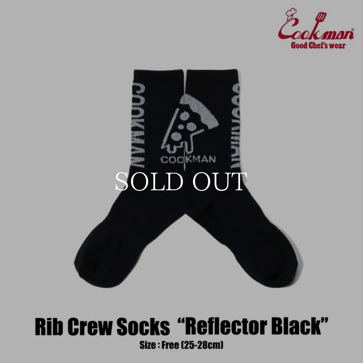 画像1: COOKMAN  ソックス Rib Crew Socks Reflector Black (Black) (1)