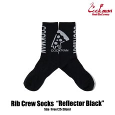 画像1: COOKMAN  ソックス Rib Crew Socks Reflector Black (Black) (1)