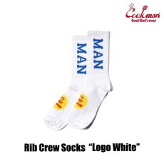 画像3: COOKMAN  ソックス Rib Crew Socks Logo White (White) (3)