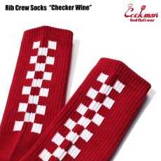 画像4: COOKMAN  ソックス Rib Crew Socks Checker Wine (Wine Red) (4)