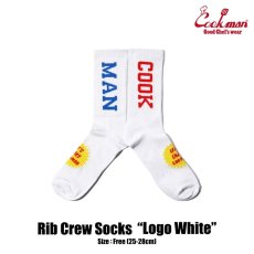 画像1: COOKMAN  ソックス Rib Crew Socks Logo White (White) (1)