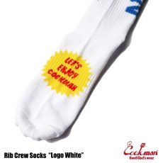 画像5: COOKMAN  ソックス Rib Crew Socks Logo White (White) (5)