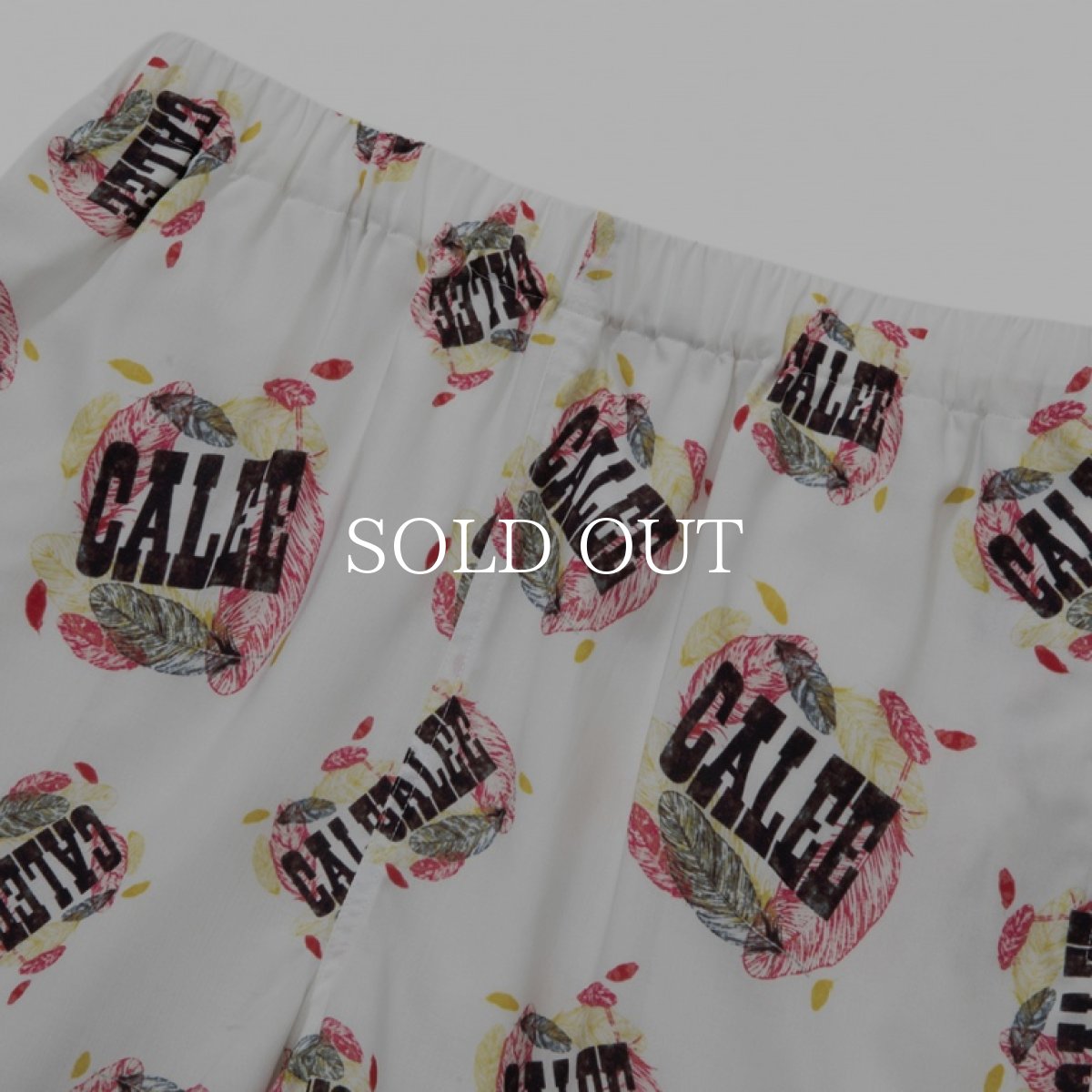 画像3: CALEE  Allover feather pattern amunzen cloth easy shorts (White) (3)