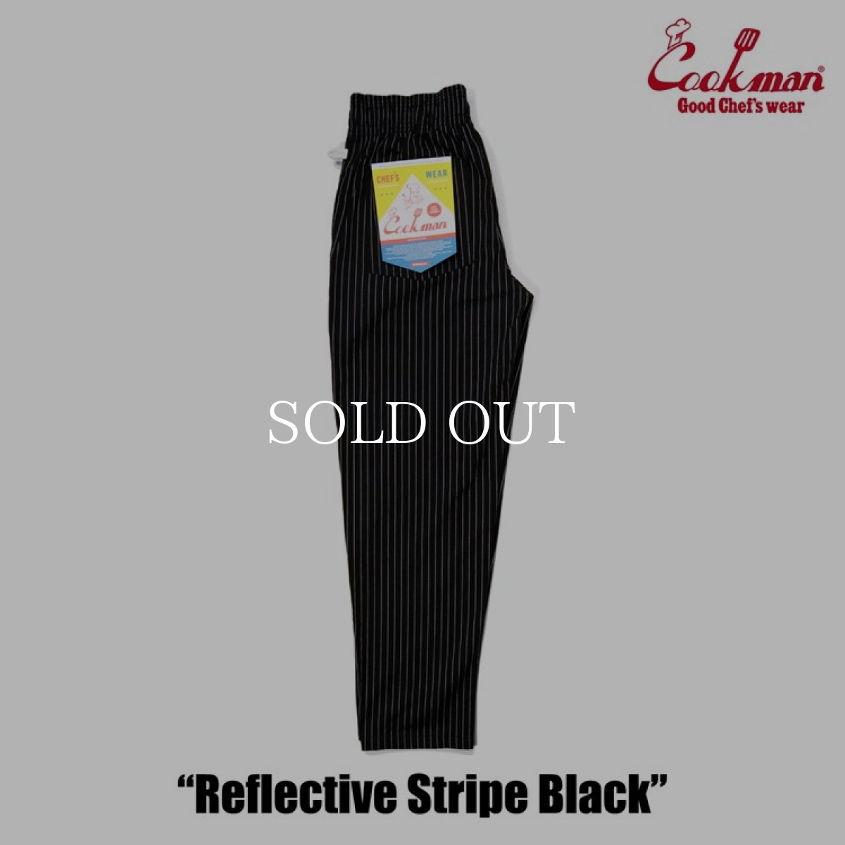 画像2: COOKMAN  シェフパンツ Chef Pants Reflective Stripe Black (Black) (2)