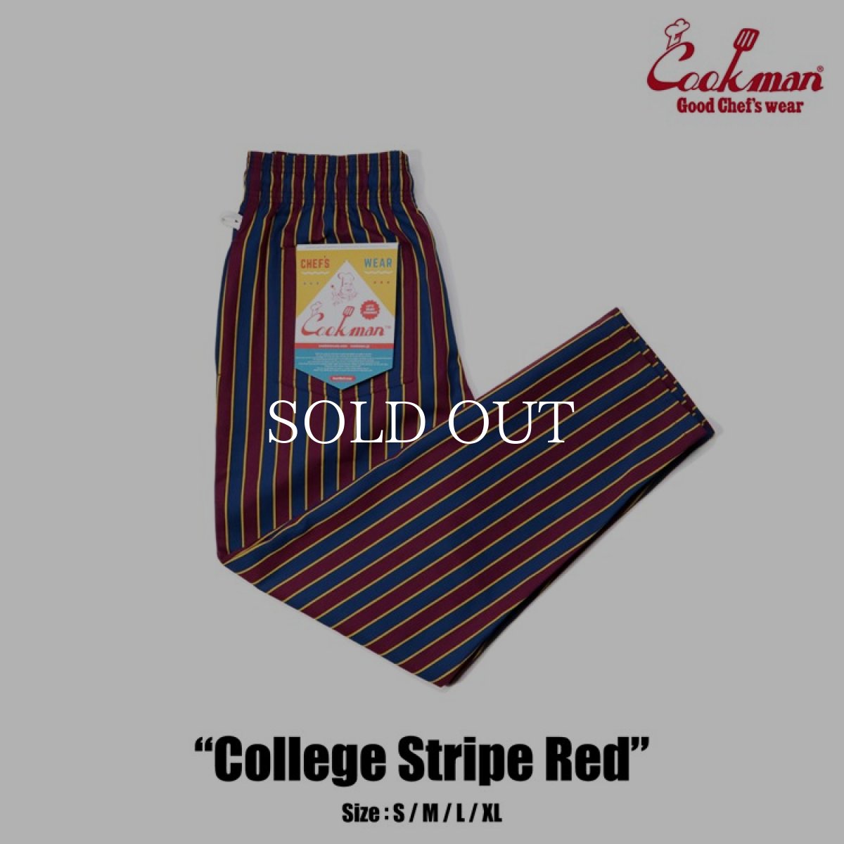 画像1: COOKMAN  シェフパンツ Chef Pants College Stripe Red (Red) (1)