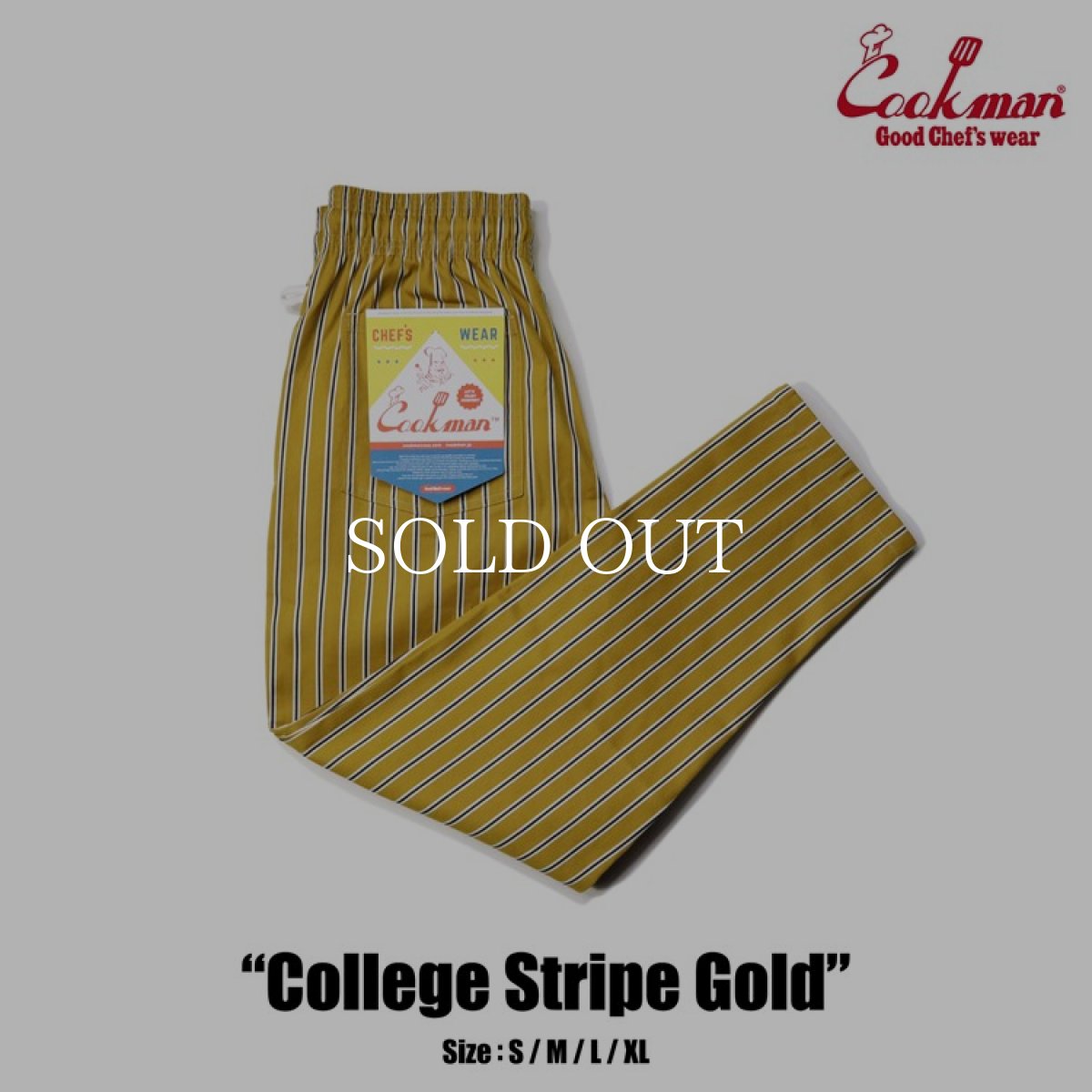 画像1: COOKMAN  シェフパンツ Chef Pants College Stripe Gold (Beige) (1)