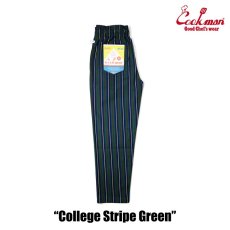 画像2: COOKMAN  シェフパンツ Chef Pants College Stripe Green (Green) (2)