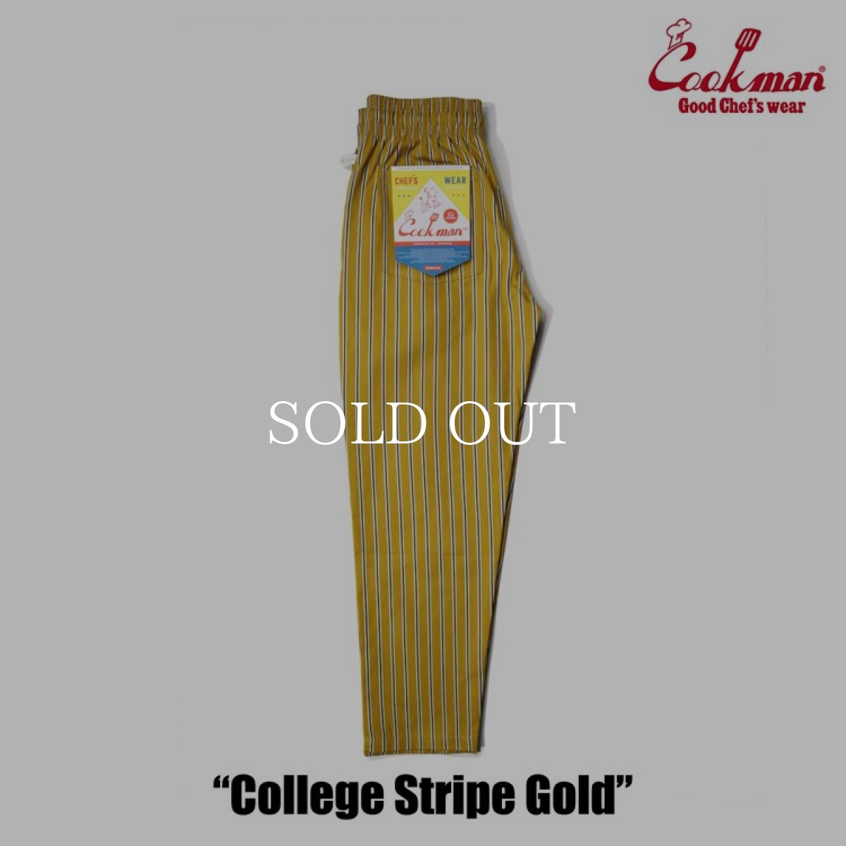画像2: COOKMAN  シェフパンツ Chef Pants College Stripe Gold (Beige) (2)