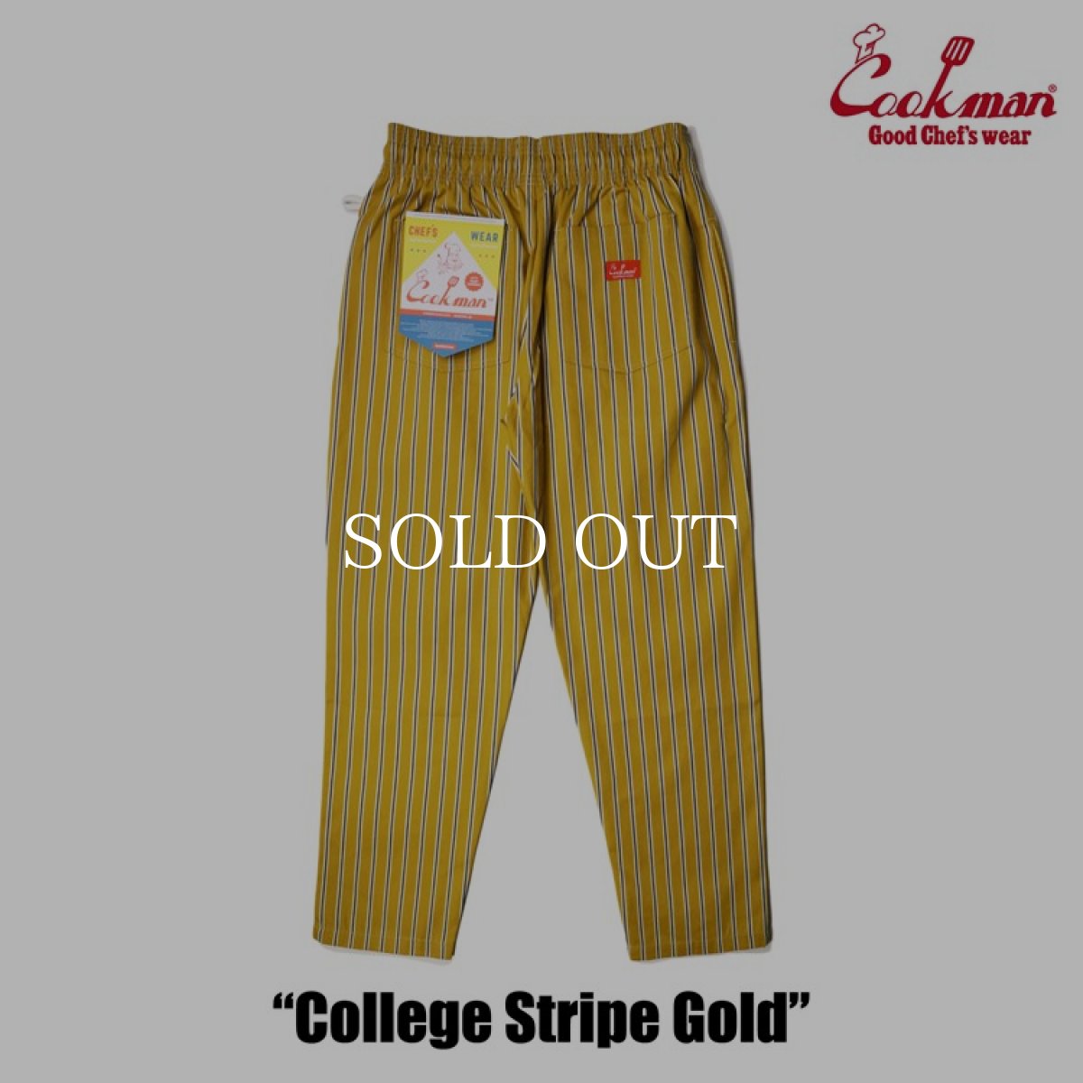 画像4: COOKMAN  シェフパンツ Chef Pants College Stripe Gold (Beige) (4)