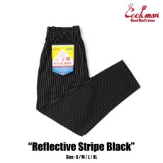 画像1: COOKMAN  シェフパンツ Chef Pants Reflective Stripe Black (Black) (1)